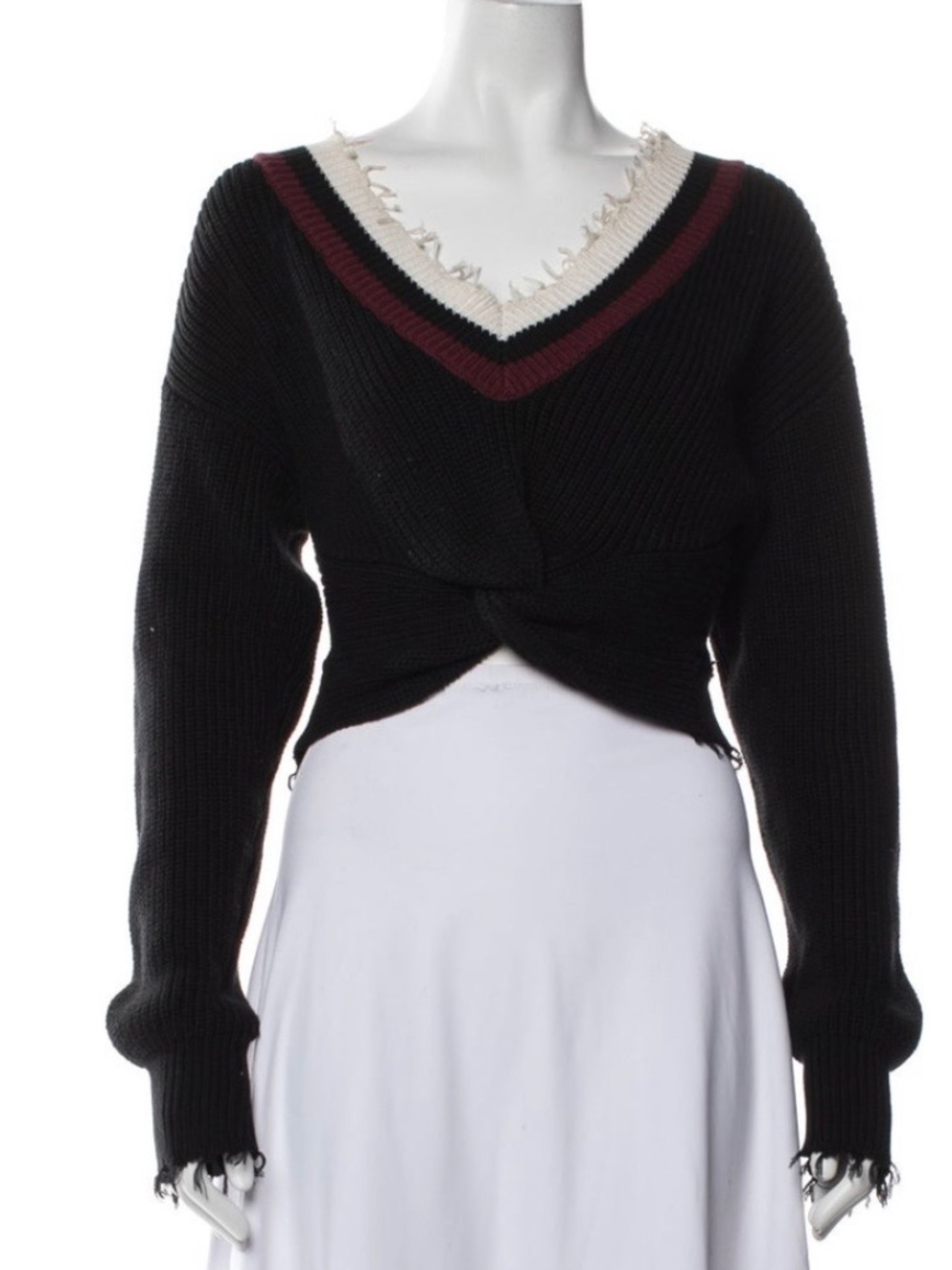 T BY ALEXANDER WANG CROPPED, COTTON, COLLEGIATE SWEATER